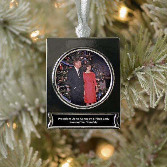 John Kennedy & Jacqueline, Präsident der Weihnacht Banner-Ornament Silber (Baum)