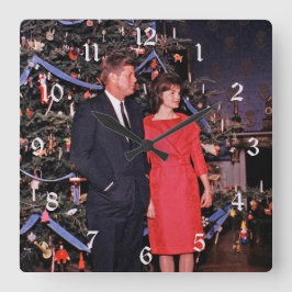 John Kennedy & Jacqueline, Präsident der Weihnacht Quadratische Wanduhr