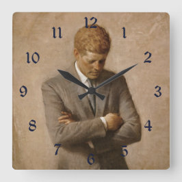 John Kennedy Portrait des Präsidenten der USA Quadratische Wanduhr