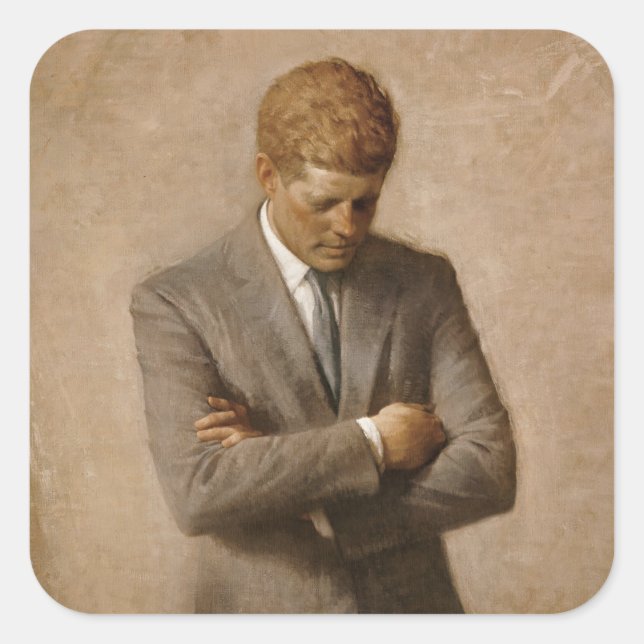 John Kennedy Portrait des Präsidenten der USA Quadratischer Aufkleber (Vorderseite)