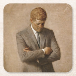 John Kennedy Portrait des Präsidenten der USA Rechteckiger Pappuntersetzer