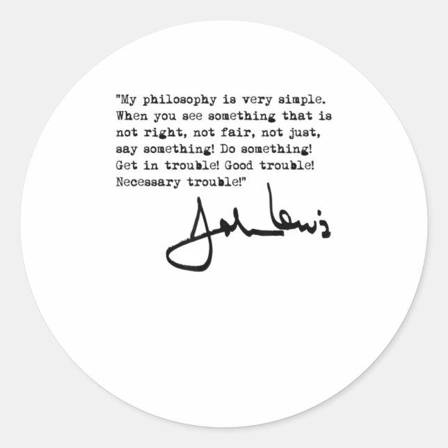 John Lewis Get in Trouble Black TShirt Runder Aufkleber (Vorderseite)