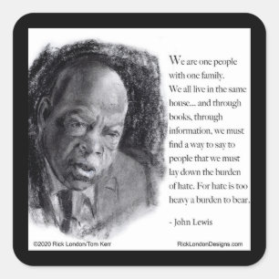 John Lewis & Zitat Schönes Porträt Quadratischer Aufkleber
