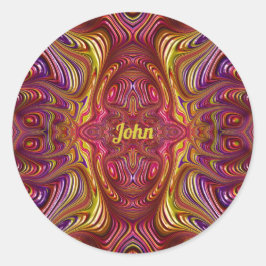 JOHN ~ mehrfarbiges Fraktal Design ~ Runder Aufkleber