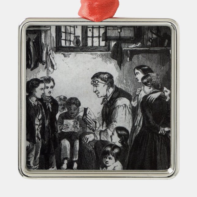 John-Pfund Kinder in seinem Zuhause unterrichtend Silbernes Ornament (Vorne)