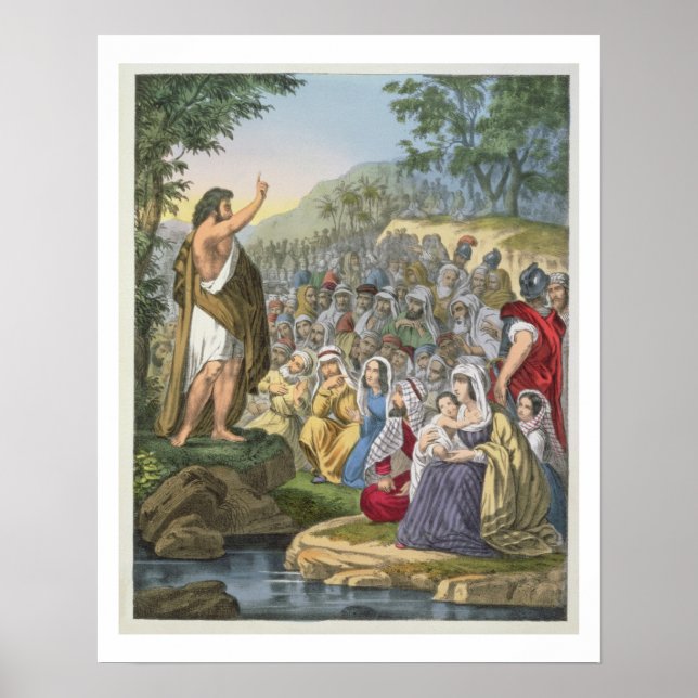 John Preaching in the Wilderness, aus einer Bibel  Poster (Vorne)
