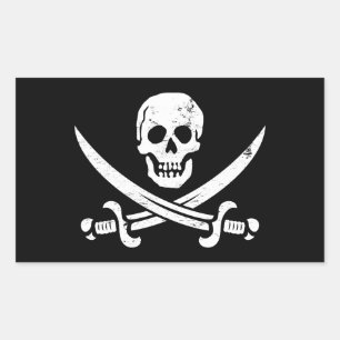 John Rackham (Calico Jack) Pirate Flag Piratenflag Rechteckiger Aufkleber