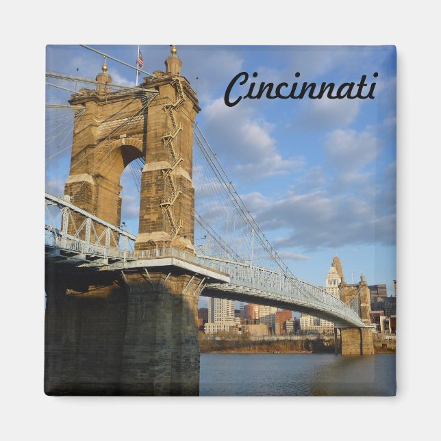 John Roebling Bridge Cincinnati Foto Magnet (Vorne)