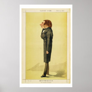 John Ruskin (1819-1900), Karikatur von Cecioni für Poster