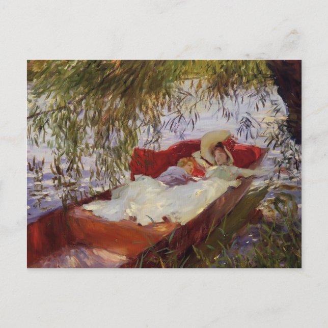 John Sargent - Zwei Frauen schlafen in einer Punt Postkarte (Vorderseite)