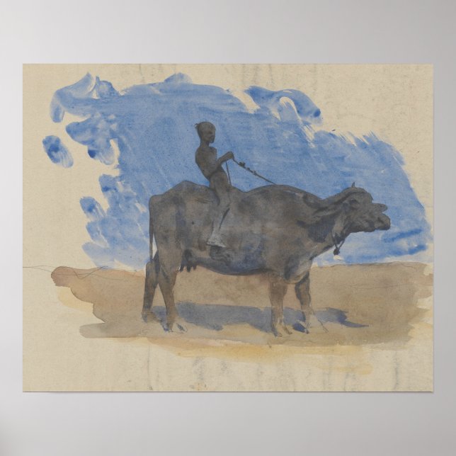 John Singer Sargent - Boy on Water Buffalo Poster (Vorne)