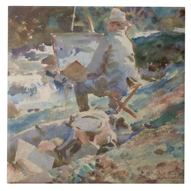 John Singer Sargent - Ein Künstler bei Seinem Ease Fliese (Vorderseite)