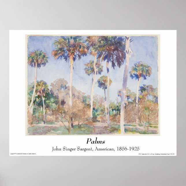 John Singer Sargent Watercolor - Palms Poster (Vorne)