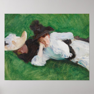 John Singer Sargent - Zwei Mädchen auf dem Rasen Poster