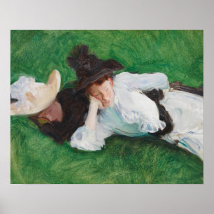 John Singer Sargent - Zwei Mädchen auf dem Rasen Poster