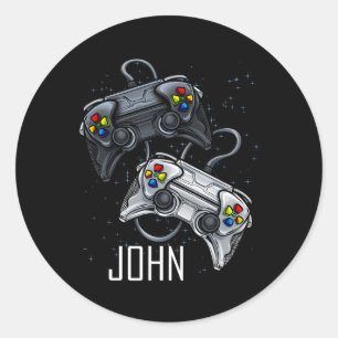 John Videospiel Online-Gaming-Spieler Jungen Na Runder Aufkleber