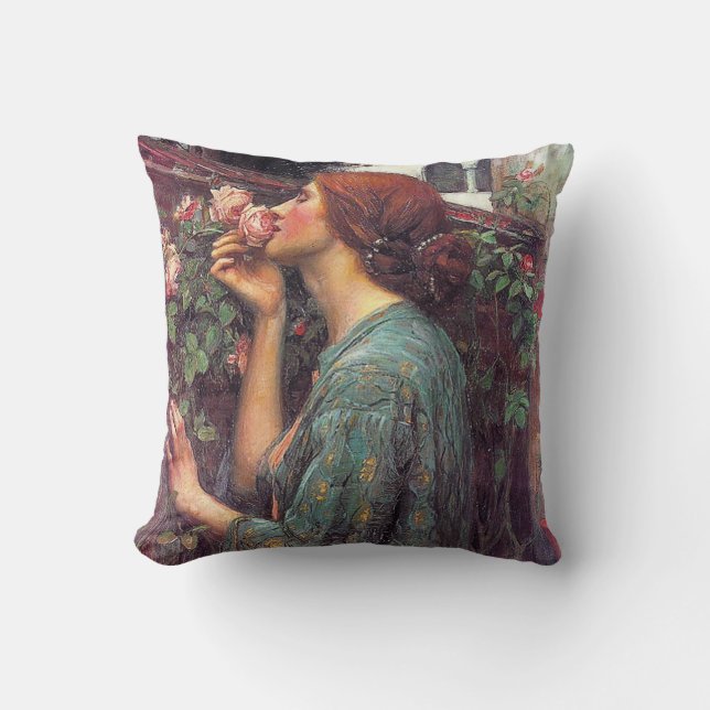 John W. Waterhouse Pré-Raphaelite Rose Coussin (Recto)