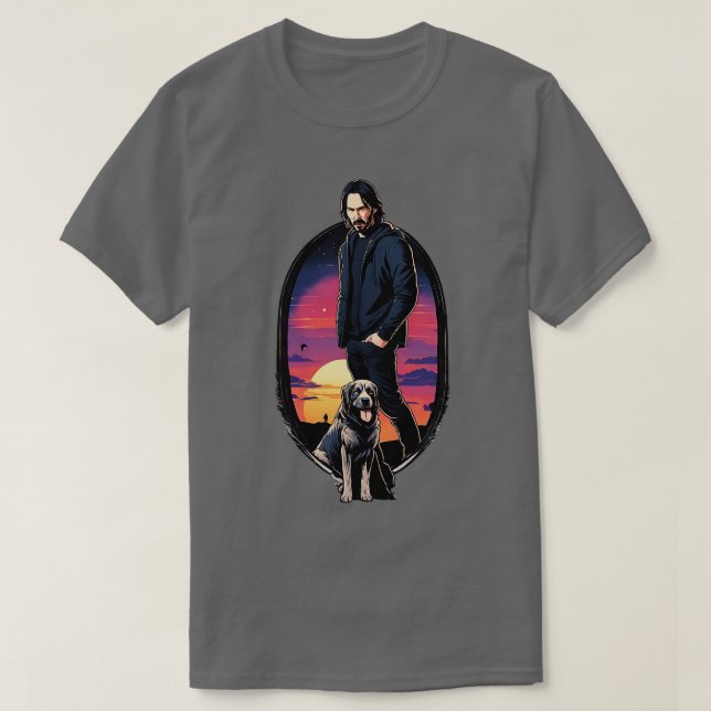 John Wick und sein Trusty Dog Sunset Movie T-Shirt (Design vorne)