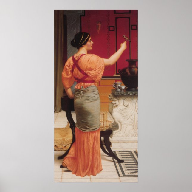 John William Godward - Lesbia mit ihrem Sparrow Poster (Vorne)
