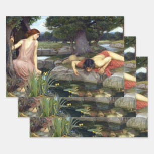 John William Waterhouse Echo und Narcissus Poster Geschenkpapier Set