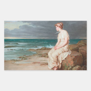 John William Waterhouse - Miranda Rechteckiger Aufkleber