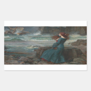 John William Waterhouse - Miranda - The Tempest Rechteckiger Aufkleber