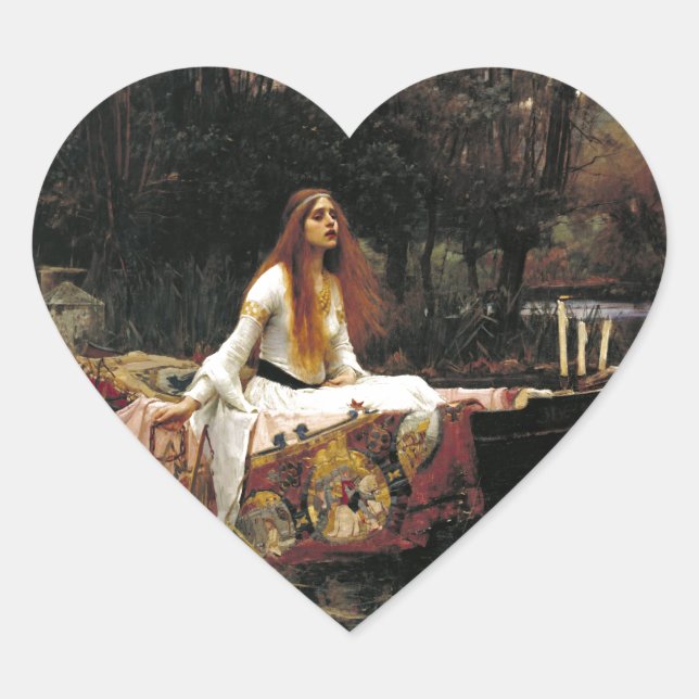 John William Waterhouse The Lady of Shalott Herz-Aufkleber (Vorderseite)