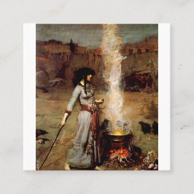 John William Waterhouse The Magic Circle Quadratische Visitenkarte (Vorderseite)
