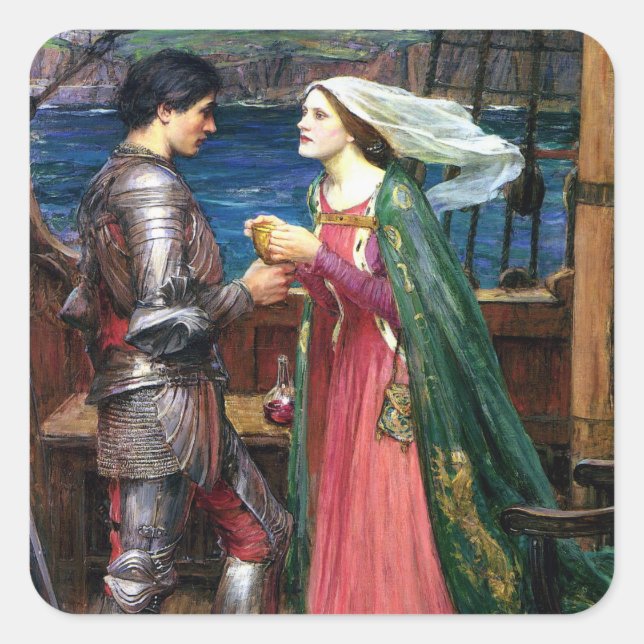 John William Waterhouse Tristan und Isolde Quadratischer Aufkleber (Vorderseite)