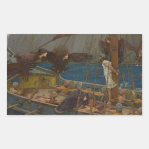 John William Waterhouse - Ulysses und die Sirens Rechteckiger Aufkleber