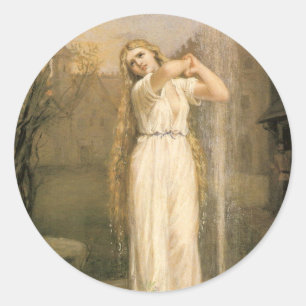 John William Waterhouse Undine Ondine Water Nymph Runder Aufkleber