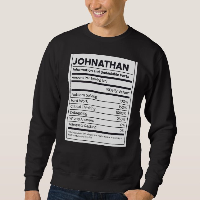 Johnathan Nutrition Information Problem lösen Ha Sweatshirt (Vorderseite)
