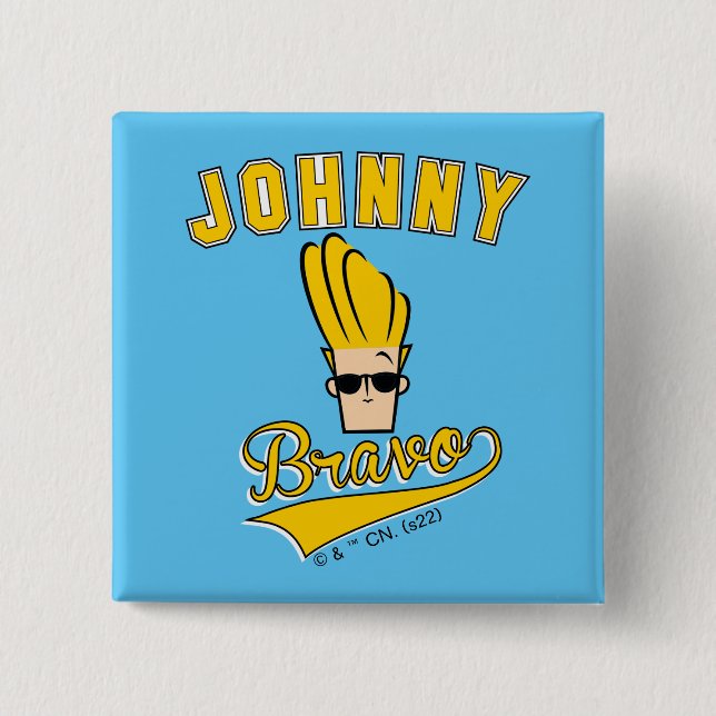 Johnny Bravo Collegiate Graphic Button (Vorderseite)