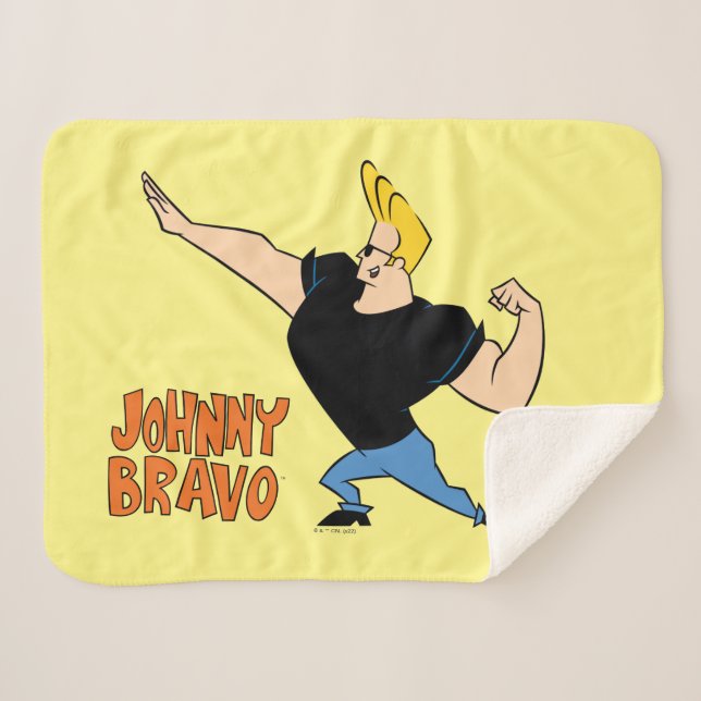 Johnny Bravo Flexing Sherpadecke (Vorderseite (Horizontal))