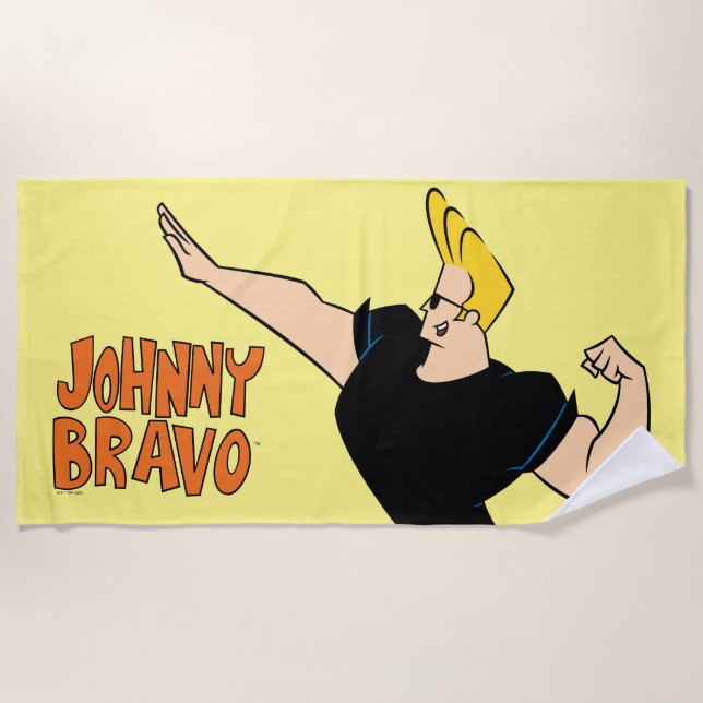 Johnny Bravo Flexing Strandtuch (Vorderseite)