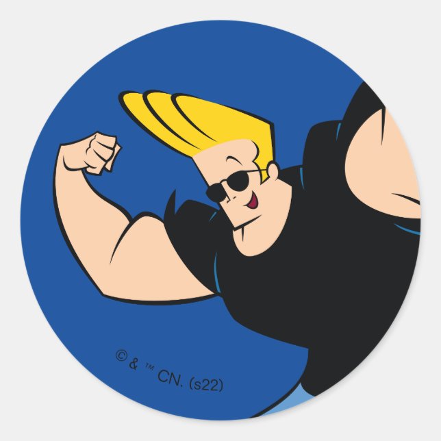 Johnny Bravo Iconic Pose Runder Aufkleber (Vorderseite)