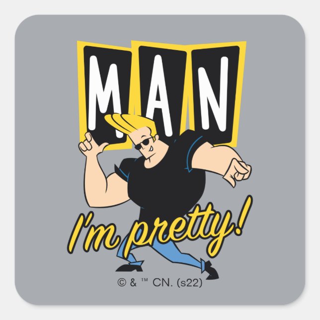 Johnny Bravo - Mann, ich bin Hübsch Quadratischer Aufkleber (Vorderseite)