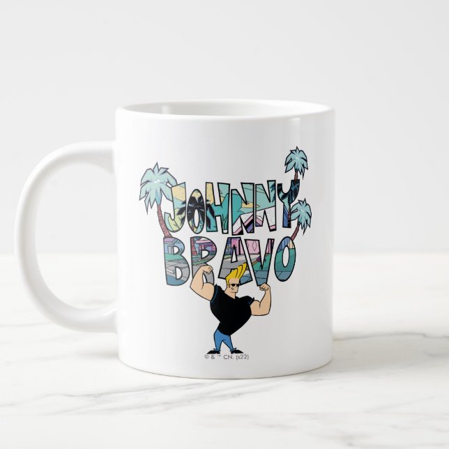 Johnny Bravo Palm Tree Name Jumbo-Tasse (Links)