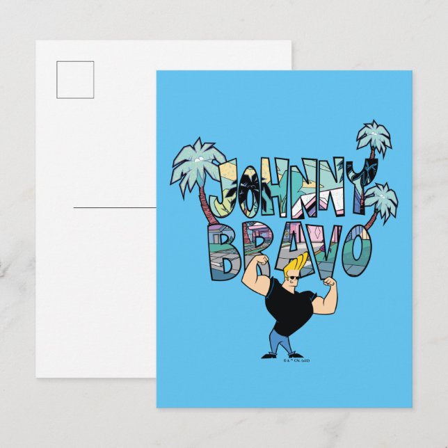 Johnny Bravo Palm Tree Name Postkarte (Vorne/Hinten)