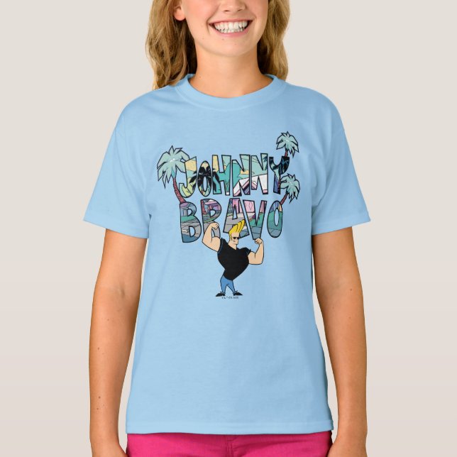 Johnny Bravo Palm Tree Name T-Shirt (Vorderseite)