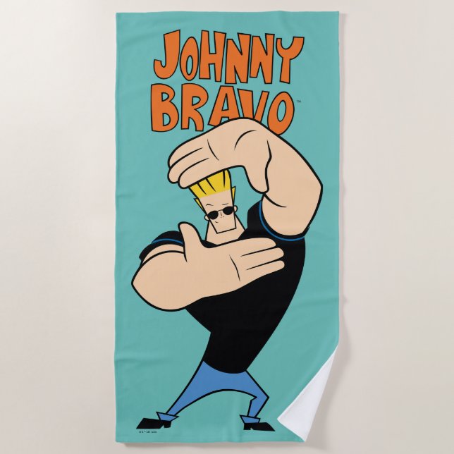 Johnny Bravo Picture Frame Pose Strandtuch (Vorderseite)