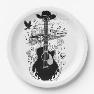 Johnny Cash Theme Plates Pappteller