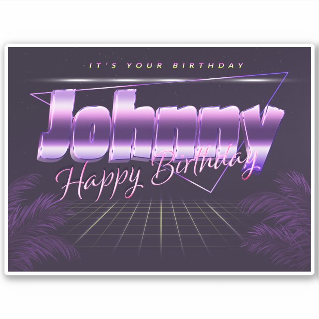 Johnny Prénom lila retro Sticker (Devant)
