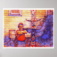 Johnny und das Totem, Psych, moderne Kunst Postkar
