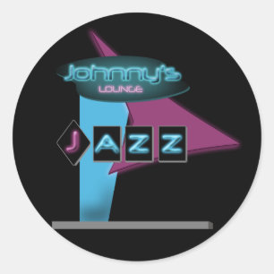 Johnnys Jazz-Aufenthaltsraum Runder Aufkleber