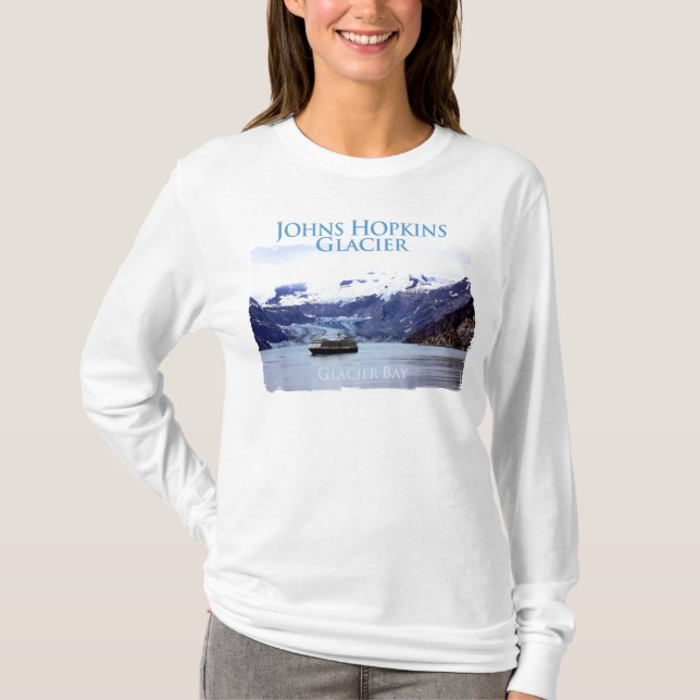 Johns- Hopkinsgletscher-Damen-lange Hülse T-Shirt (Vorderseite)