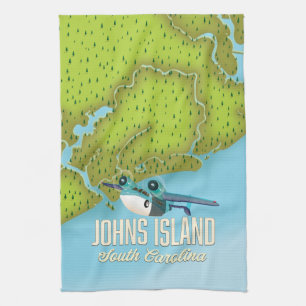 Johns Island ,South Carolina USA Karte. Geschirrtuch