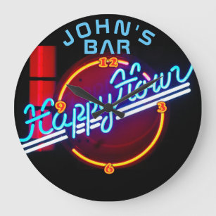 JOHN'S - Name Neon Sign Bar Mancave Den Clock Fun Große Wanduhr
