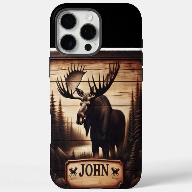 John's Woodland Moose Sign iPhone 16 Pro Max Hülle (Rückseite)