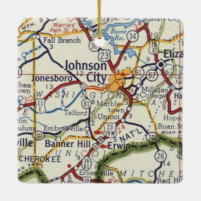 Johnson City TN Keramikornament (Rückseite)